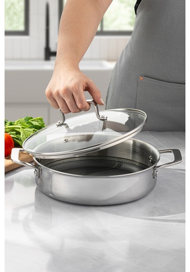 Emsan Pro Tri Ply Karnıyarık Tencere Çelik 28 Cm Gümüş