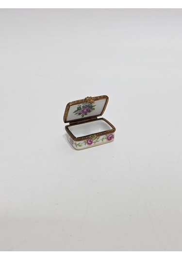 Antika Limoges Porselen Minyatür Kutu 3,5x2,8cm 100