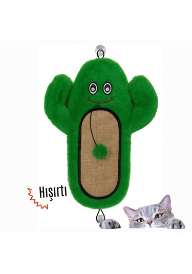 Miyav Kedi Tırmalama Matı Peluş Kaktüs Oyuncak