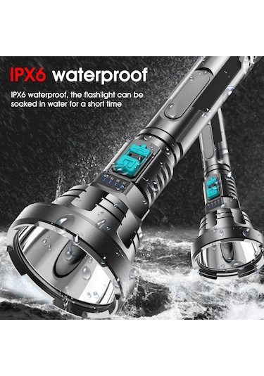 Sones Güçlü Işık El Feneri Usb Şarj Edilebilir Led Süper Parlak Uzun Menzilli Dış Aydınlatma Siyah