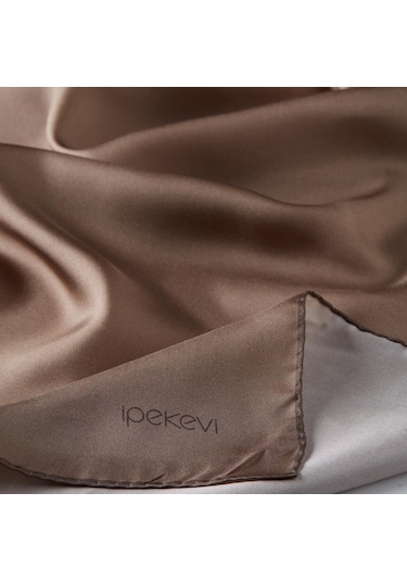 İpekevi Düz Twill İpek Eşarp - Sütlü Kahve - Sütlü Kahve