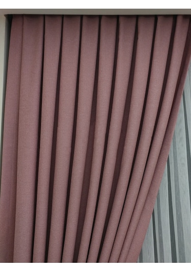 Evdepo Home Keten Pembe Fon Perde Tek Kanat Pembe