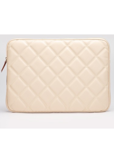 Kapitone Laptop Kılıfı 15.6 & 16 İnç Bej