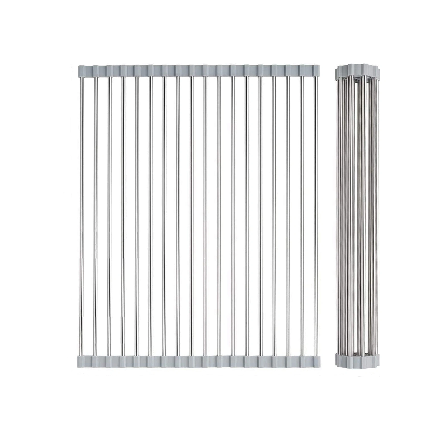 Neevoyu Çift Katlı Gıdalar Ve Tabaklar İçin Kollapsible 304 Çelik Silikon Sulama Rafı, Yük Dayanımı Ve Isı Direnci, Mutfak Depolama Aleti Gri