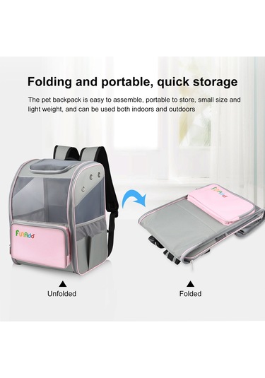 Funadd Fold Nefes Alabilen Pet Sırt Çantası Outdoor Omuzlar Kedi Çantası Pembe