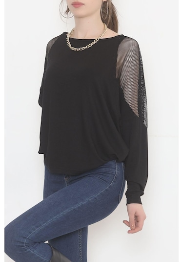 Bensu Store - Kolları Fileli Bluz Siyah - 1745.1095. 001