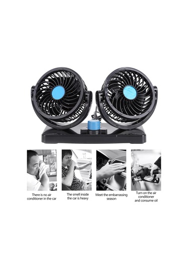 Araba Dashboard Soğutma Fanı Usb Elektrikli Çift Kafalı Soğutma Hava Sirkülatörü Güçlü Rüzgar 360 Derece Dönebilen Soğutucu