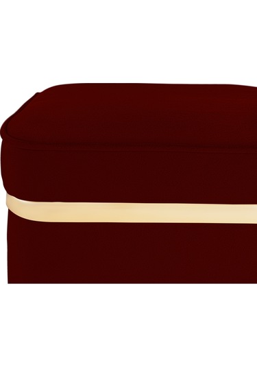 Zengo Gold Twin Line Kare Puf -bordo Kumaş, Dekoratif Makyaj Masası Pufu-modern Style