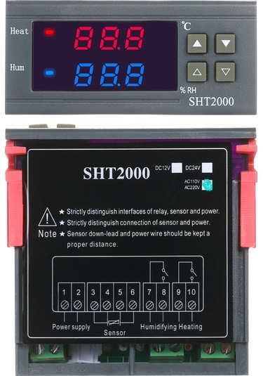 Dijital Gösterge Sıcaklık Ve Nem Kontrol Cihazı Termoregülatör Siyah