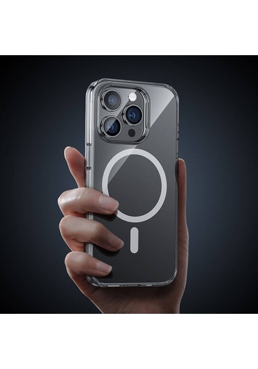 Apple İphone 14 Pro Kılıf Magsafe Wireless Kablosuz Şarj Destekli Şeffaf Darbe Emici Kapak Şeffaf