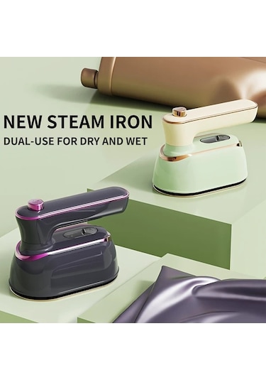 Topshop1 Gri Taşınabilir Hızlı Buhar Ütüsü 1000w 40w Seçenekleri 70ml 50ml Su Haznesi Ev Seyahat Kırışıklık Giderici Ölçü Kabı Isıya Dayanıklı Ped