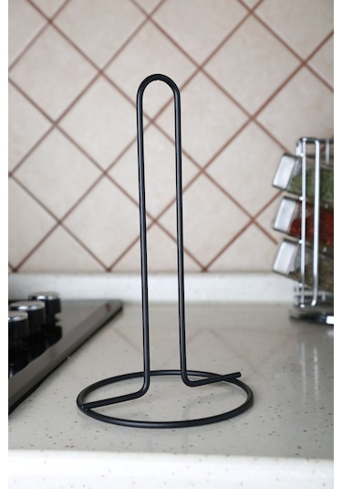 Multistore Siyah Metal Kağıt Havluluk Dik Havlu Peçetelik Standart Ve Büyük Boy Rulo Uyumlu Siyah