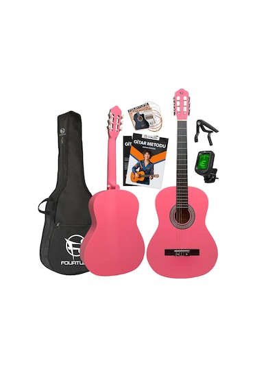 Fourtune Luca C-180PK Pembe Klasik Gitar Seti 4/4 Sap Ayarlı