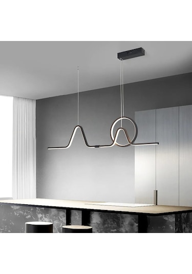 3 Renkli Ledli Modern Akıllı Sarkıt Avize / Eskiz Sarkıt / 100 Cm Antrasit