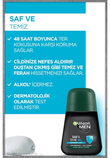 Garnier Men Saf & Temiz Erkek Roll-On Deodorant 50 ML