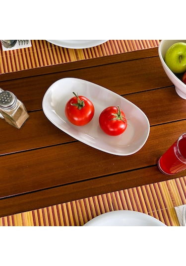 Alezy 607 Göreme Melamin Termostar Kayık Tabak 24x14 Cm Beyaz