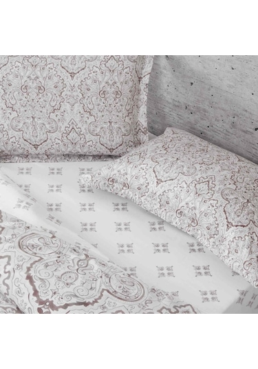 Taç Pamuk Saten Nevresim Takım Cassandra Gri Çift Kişilik Gri