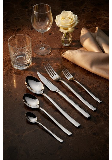Bernardo Alya 36 Parça 6 Kişilik Çatal Kaşık Bıçak Takımı GÜmüş
