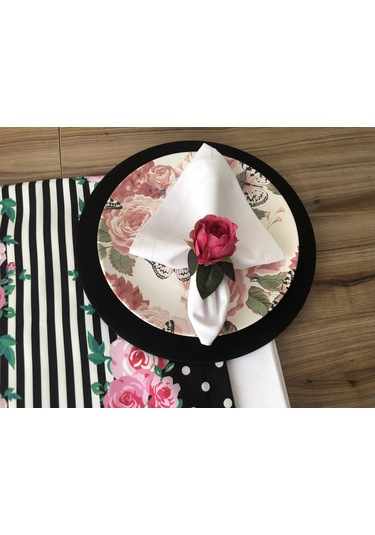 Sofra Sunum Tam Set Pembe Çiçek Desenli Çok Renkli