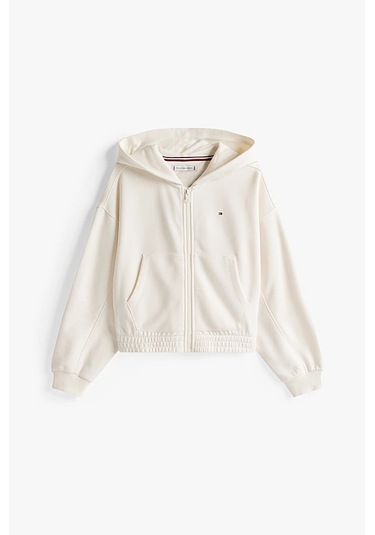 Kız Çocuk Tommy Puff Prınt Zıp Thru Hoodıe Sweatshirts Ivory Silk