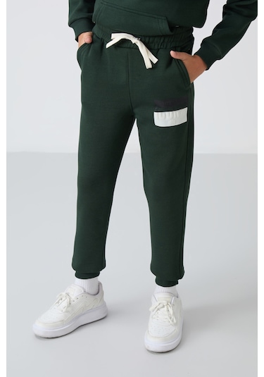 Tommy Life Çam Yeşil Pamuklu Kalın İçi Tüylü Yumuşak Dokulu Standart Fit Baskılı Erkek Çocuk Eşofman Takım - 1 Yeşil