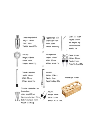 Sones 350ml 15'i 1 Arada Paslanmaz Çelik Barmenlik Seti Kokteyl Çalkalayıcı Bar Barmenlik Aletleri