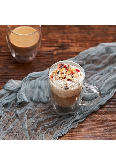 Padalink 350ml Yüksek Borosilikat Cam Kahve Bardak, Isı Dayanıklı, Çift Katlı, El Koluyla, Çay/süt/şarap İçin, Basit Kreatif Stil Diğer