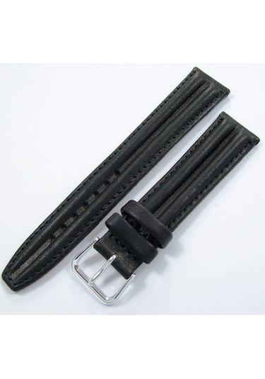 Upper Deri Saat Kayışı 18Mm Siyah Saat Kordonu Çift Fitilli Spor