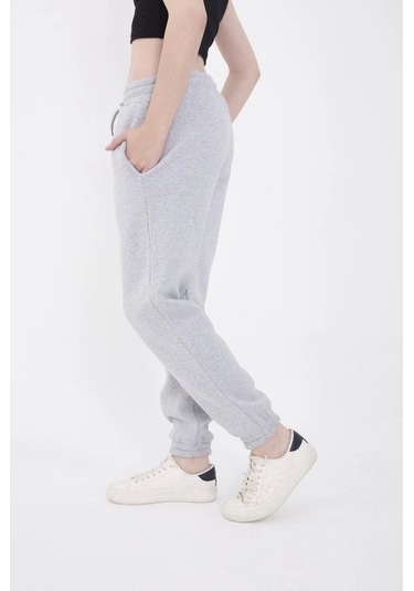 Reka Moda Üç İplik Basic Lastikli Eşofman Pantolon - Gri Gri