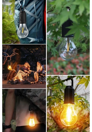 Sıladanal Şarj Olabilen 3 Farklı Mod Led'li Kendiliğinden Asma Kancalı Kamp,dış Cephe Lambası Siyah