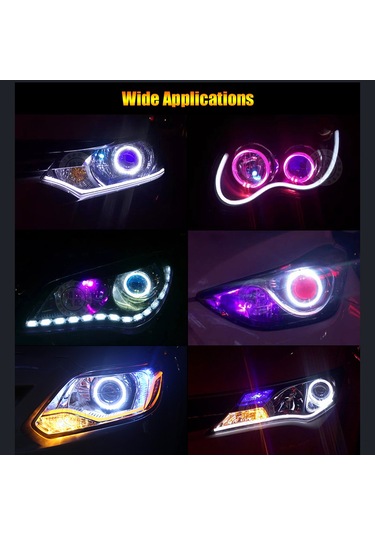 Suofeng 12v Rgb Araba Işıkları, 2 80mm Mavi Ateş Halka, Kumanda İle 16 Renk Ve 4 Işık Efekti, Parlak Led, Araç Dekorasyonu