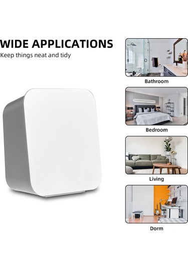 Suofeng Duvar Montlu Su Geçirmez Abs Depolama Kutusu - Duş Odası, Mutfak İçin Deliksiz Kurulum - Beyaz Beyaz