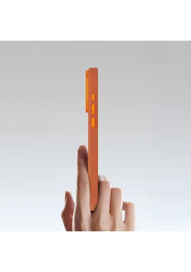 İphone 17 Pro Uyumlu Kılıf M-safe Şarj Özellikli Polimerik Deri Urban Nano Kapak Turuncu Turuncu