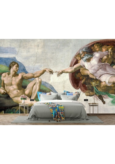 Michelangelo Sistine Şapel Poster Duvar Kağıdı Renkli