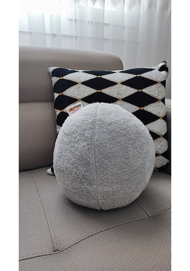 Top Kırlent Yastık 1 Büyük Gri 42 Cm