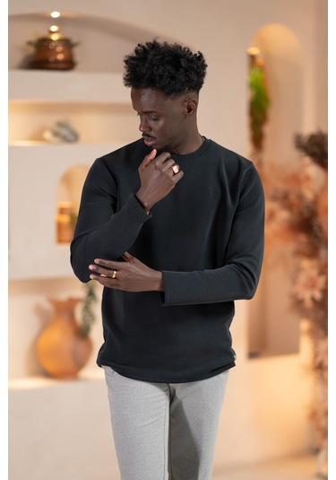Paul Martin Modal Esnek Kumaş Regular Fit Mevsimlik Sweatshirt Siyah