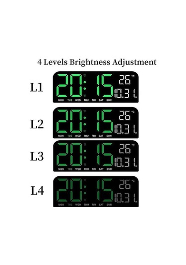 Tenfowee Mavi 9 İnç Dijital Duvar Saati - Sıcaklık, Tarih, Hafta Günü, Geri Sayım, Işıklı Fonksiyonlu, 12/24 Saat Led Alarm Mavi