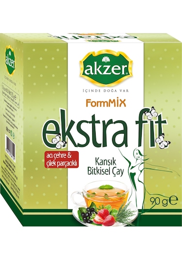Akzer FormMix Ekstra Fit Acı Çehre & Çilek Parçacıklı Karışık Bitki Süzen Poşet Çay 60 x 1.5 G