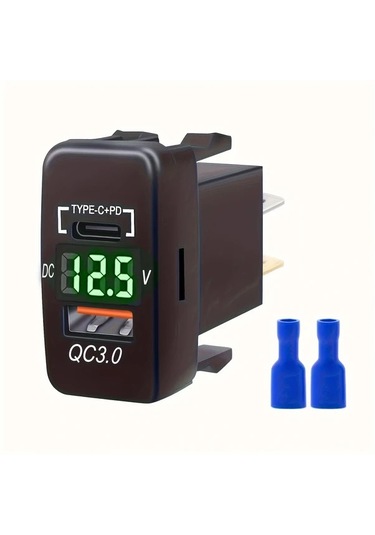 Tel Olmadan Yeşil Işık 1pc Hızlı Şarj 3.0 & Pd Çift Usb Port Şarj Soketi Adaptörü, Mat Son, Usb Tip-c, Sert Bağlantı Güç Aksesuarı, Evrensel Uygun, Erkekten Dişli Bağlantı, 36v Çalışma Gerilimi Araçları İçin, Bataryasız