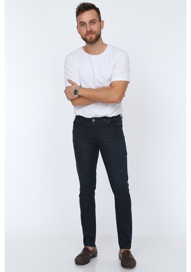 Digital Jeans Erkek Slim Fit Dar Kesim Dar Paça Kot Pantol Lacivert Açık Gri