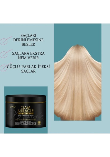 Gam Miracle Güçlü Parlak İpeksi Saçlar İçin Saç Bakım Maskesi 400 ML