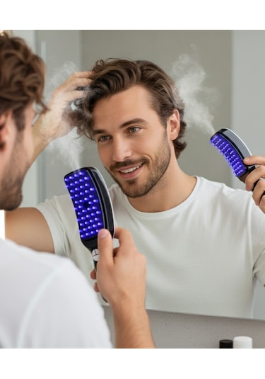 4'ü 1 Arada Buharlı Saç Bakım Tarağı Mavi