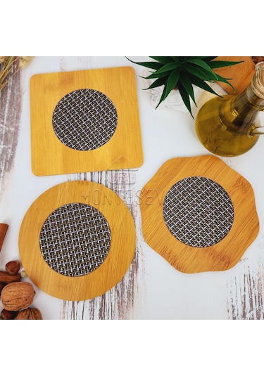 Ahşap Tencere Tava Çaydanlık Atlığı Nihale Seti 3 Lü Set