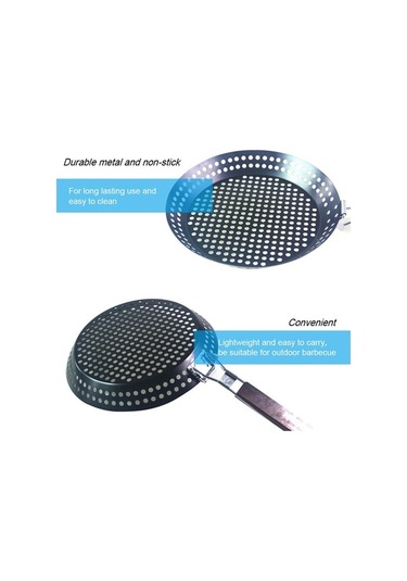 Pazly Yapışmaz Metal Katlanır Ahşap Saplı Izgara Tava H33818, Çok Renkli Çok Renkli