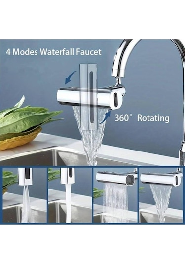 4 Fonksiyonlu Dönen Musluk Başı - Akıllı Musluk 4 Fonksiyonlu Gümüş