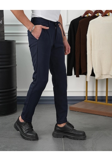 Modefendi Pamuk Likra Slim Fit Jogger Pantolon Lacivert