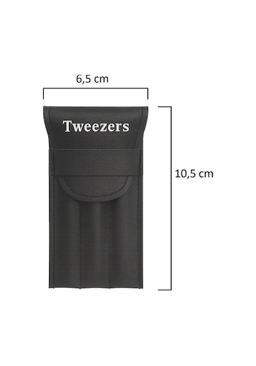 Twiezers Twzset3001 Deri Çantalı 3'lü Paslanmaz Çelik Cımbız Seti - Siyah/siyah