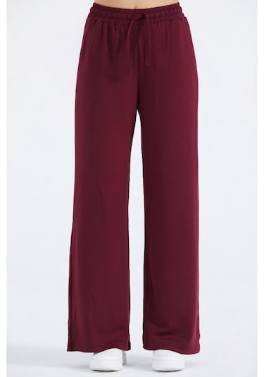 Thıff Gymwear Kadın Modal Kumaş Bağcıklı Eşofman Altı Bordo