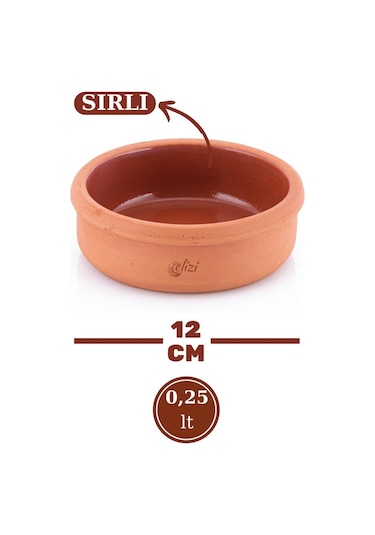 Elizi Çömlekleri Sırlı Toprak Güveç Kasesi Fırın Sütlaç Kabı 6 x 250 ML Diğer