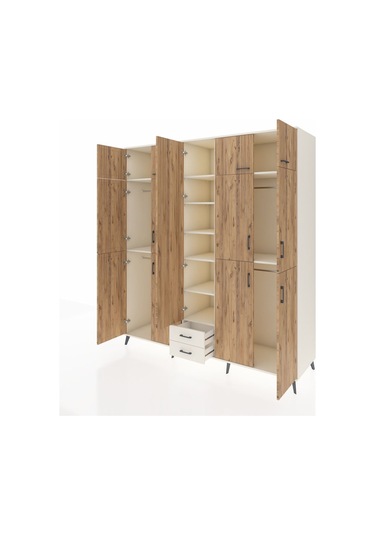 Kronos Dolap 10 Raflı 2 Çekmeceli 4 Askılı 220x59x243 Aytaşı-çam/aytaşı Atlas Çam/aytası